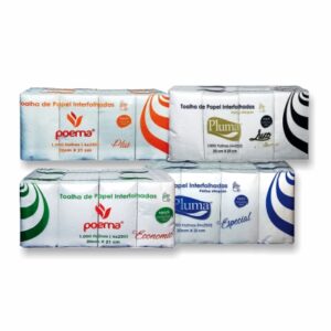 TOALHA DE PAPEL INTERFOLHAS 100% CELULOSE - 20X21cm CAIXA C/ 8 PCTS.